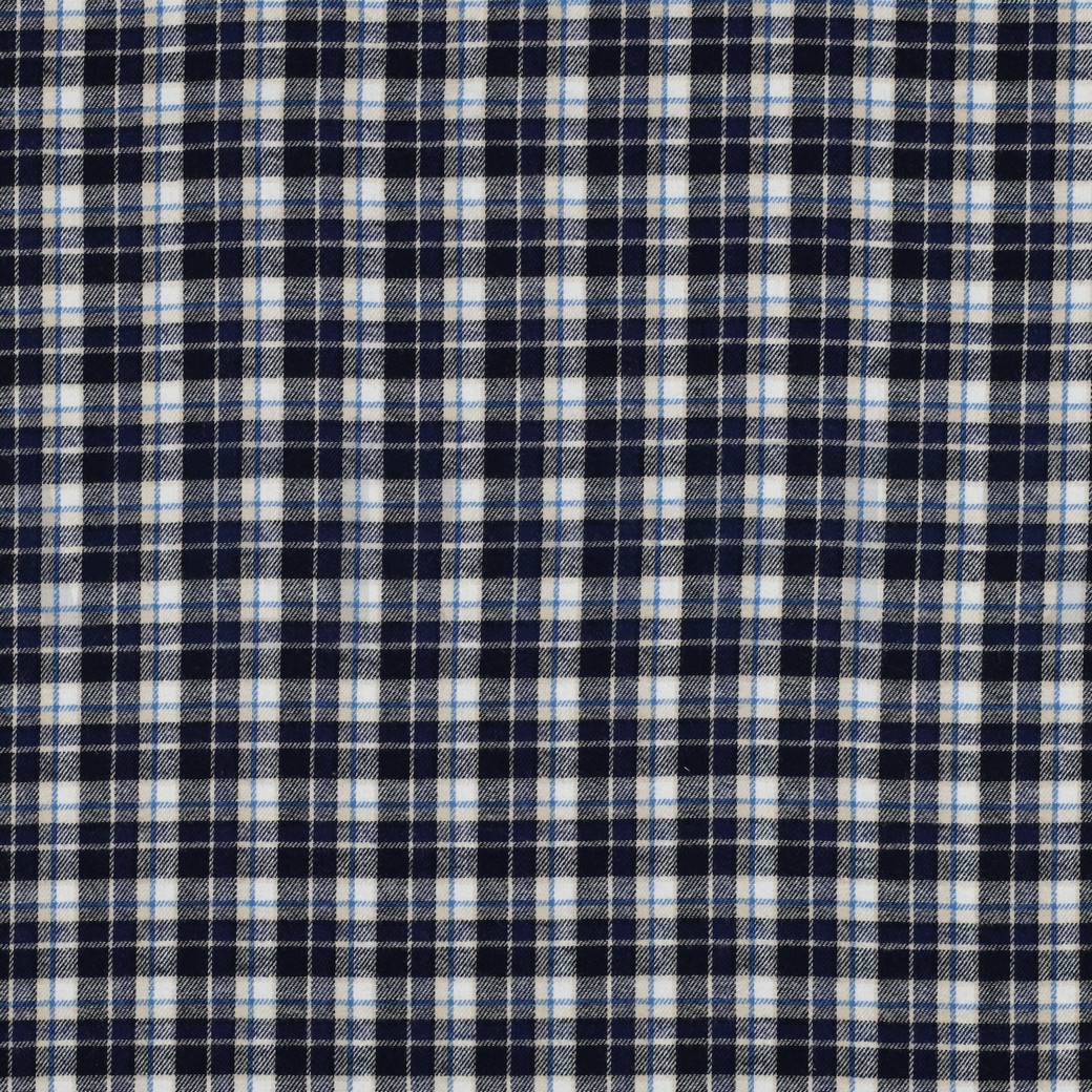 COTTON YARN DYED BRUSHED CHECKS NAVY