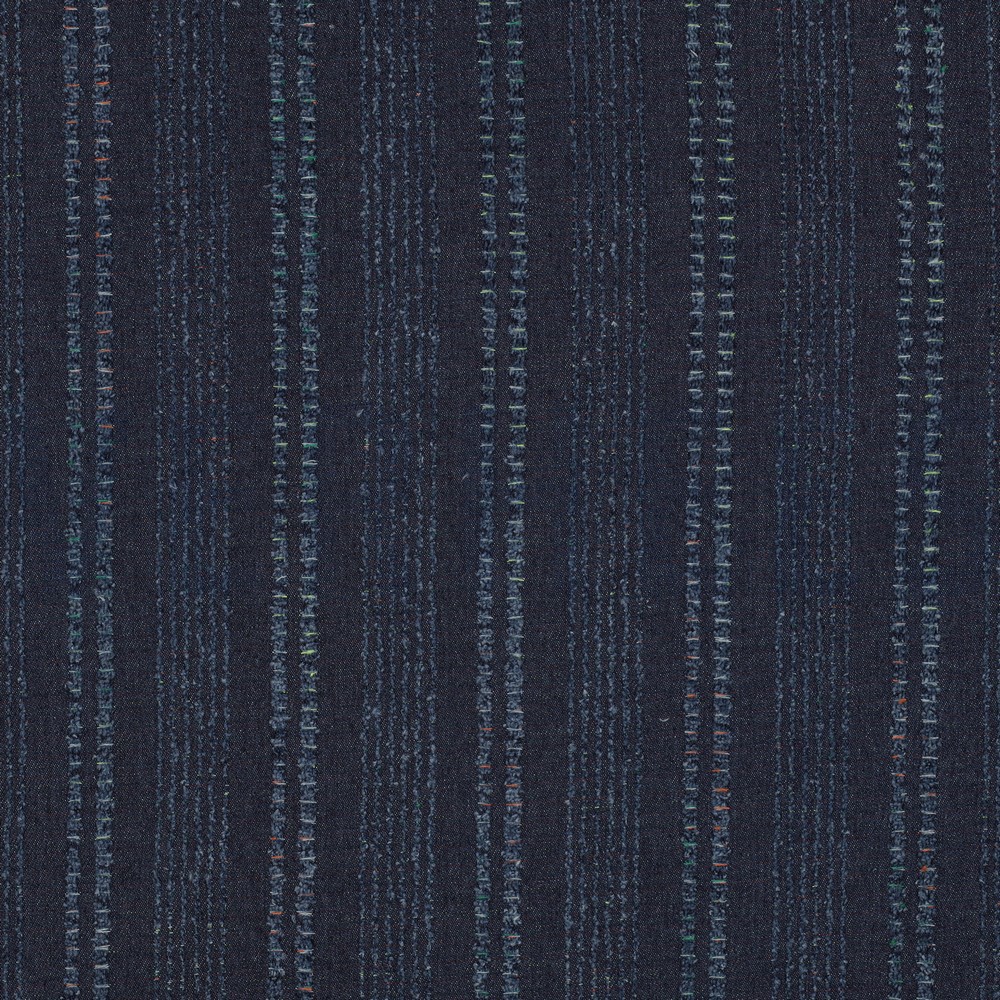 DENIM JACQUARD DISSTRESSED STRIPES INDIGO