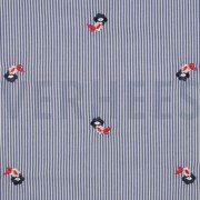 COTTON STRIPES EMBROIDERY FLOWERS BLUE (thumbnail)