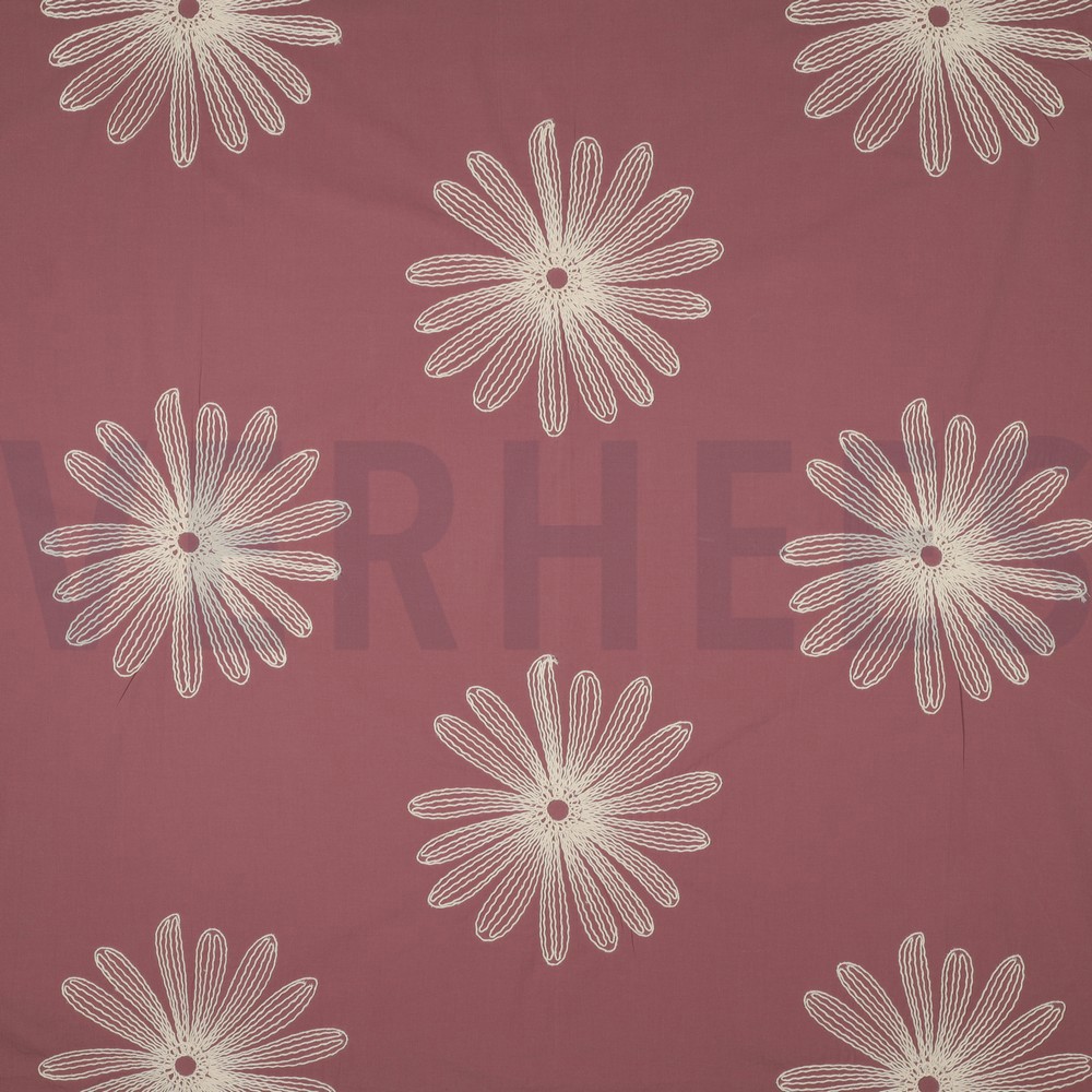 COTTON EMBROIDERY FLOWERS MAUVE