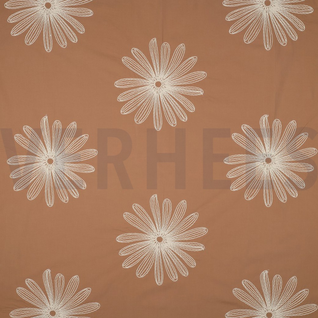COTTON EMBROIDERY FLOWERS CINNAMON
