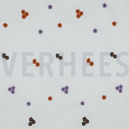 COTTON VOILE EMBROIDERY FLOWERS BRICK (hover)