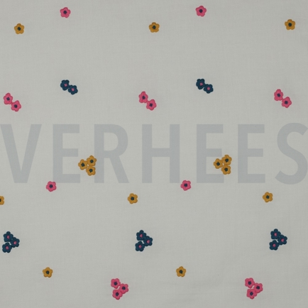 COTTON VOILE EMBROIDERY FLOWERS PINK (hover)