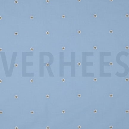 COTTON VOILE EMBROIDERY LUREX FLOWERS LIGHT BLUE (hover)