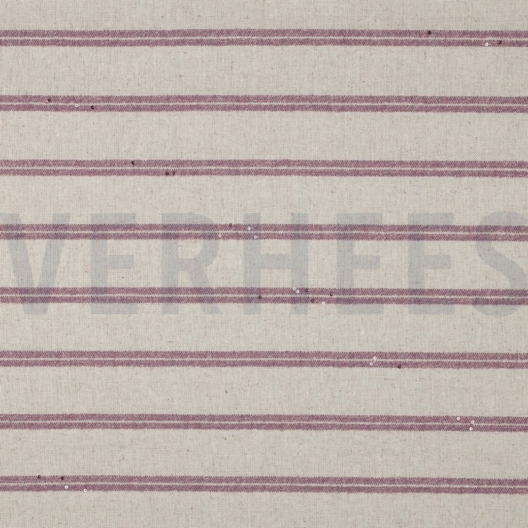LINEN STRIPES LUREX SEQUINS DARK BLUSH