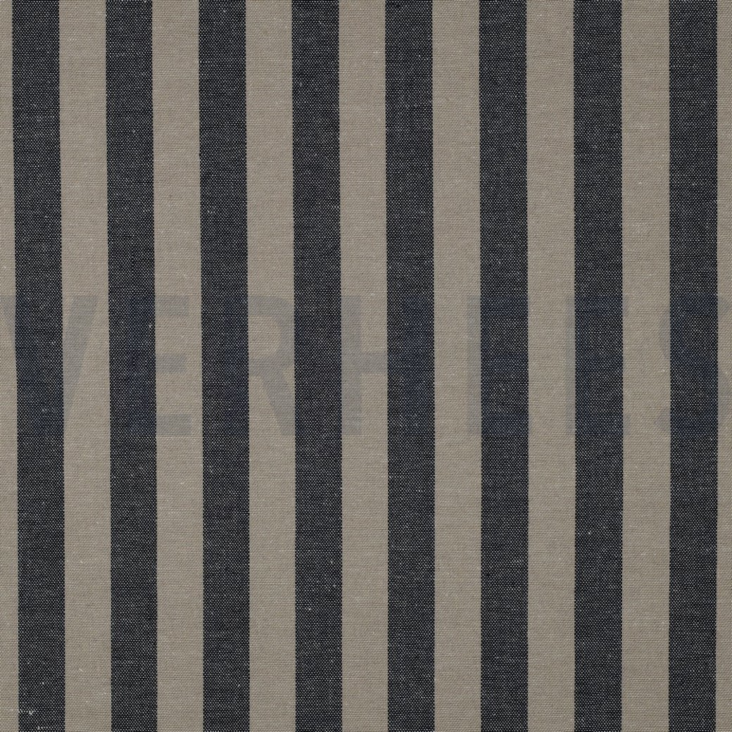 LINEN VISCOSE YARN DYED STRIPES NAVY