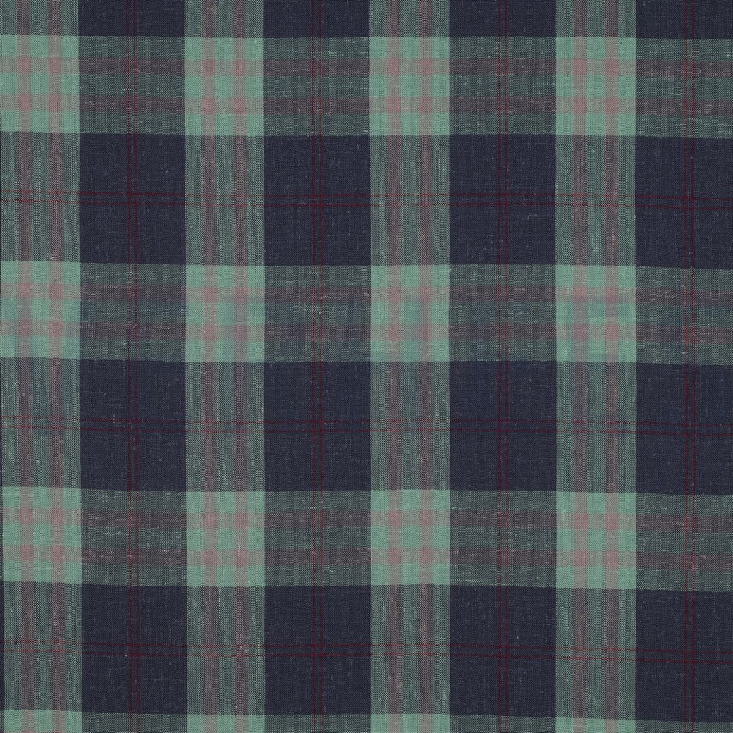 LINEN VISCOSE YARN DYED CHECKS GREEN