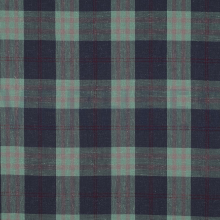 LINEN VISCOSE YARN DYED CHECKS GREEN (hover)