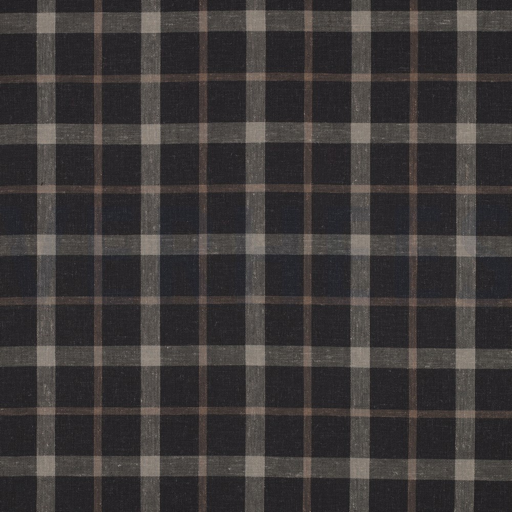 LINEN VISCOSE YARN DYED CHECKS BROWN (hover)