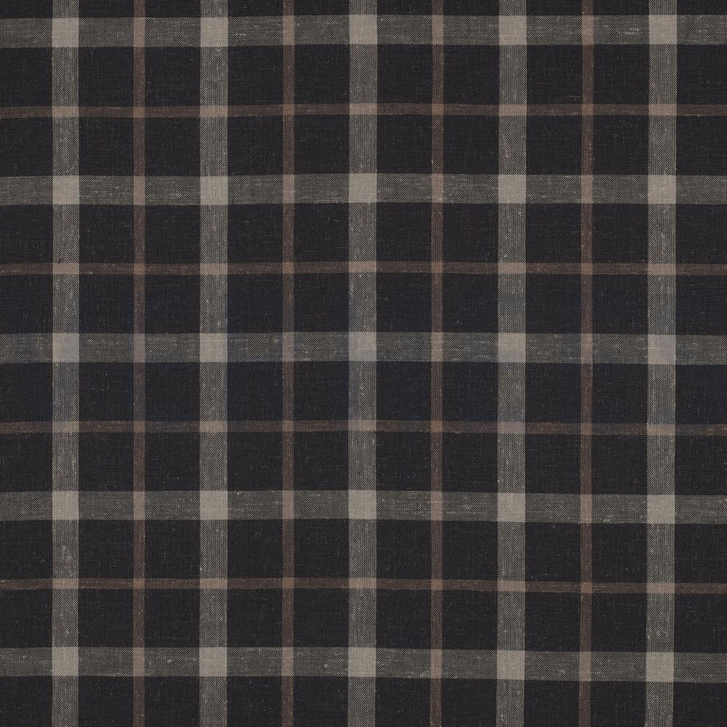 LINEN VISCOSE YARN DYED CHECKS BROWN