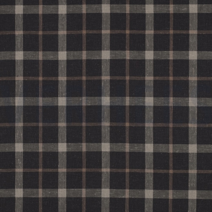 LINEN VISCOSE YARN DYED CHECKS BROWN (hover)