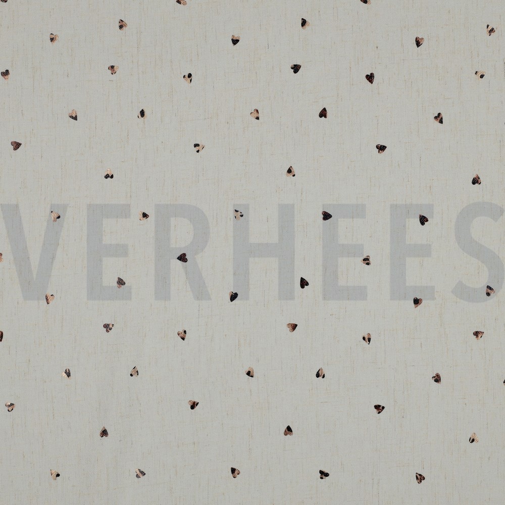 LINEN VISCOSE FOIL HEARTS ECRU (hover)