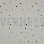 LINEN VISCOSE FOIL HEARTS ECRU (thumbnail)