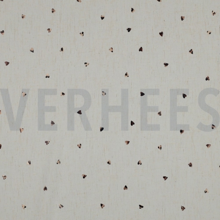 LINEN VISCOSE FOIL HEARTS ECRU (hover)