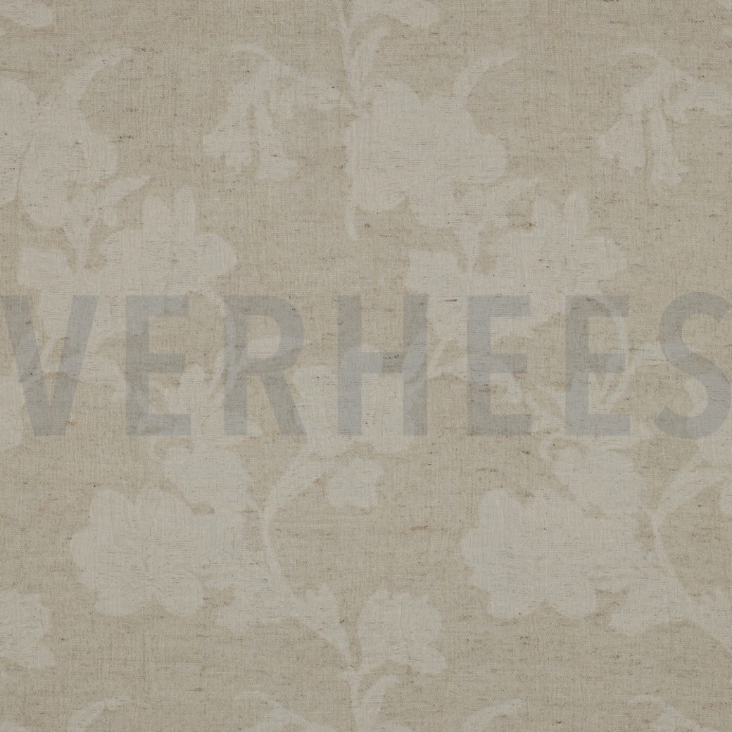 LINEN COTTON JACQUARD FLOWERS NATURAL