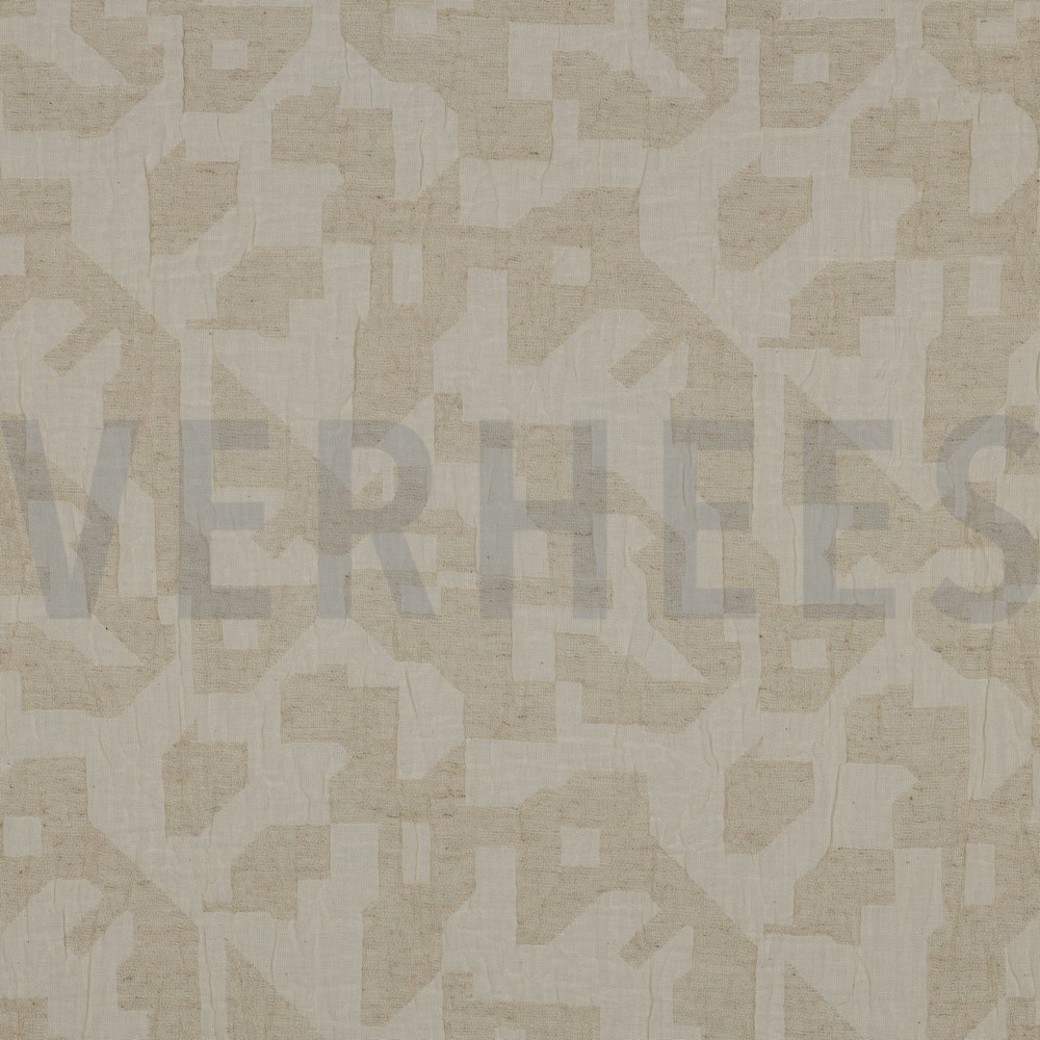 LINEN COTTON JACQUARD ABSTRACT NATURAL