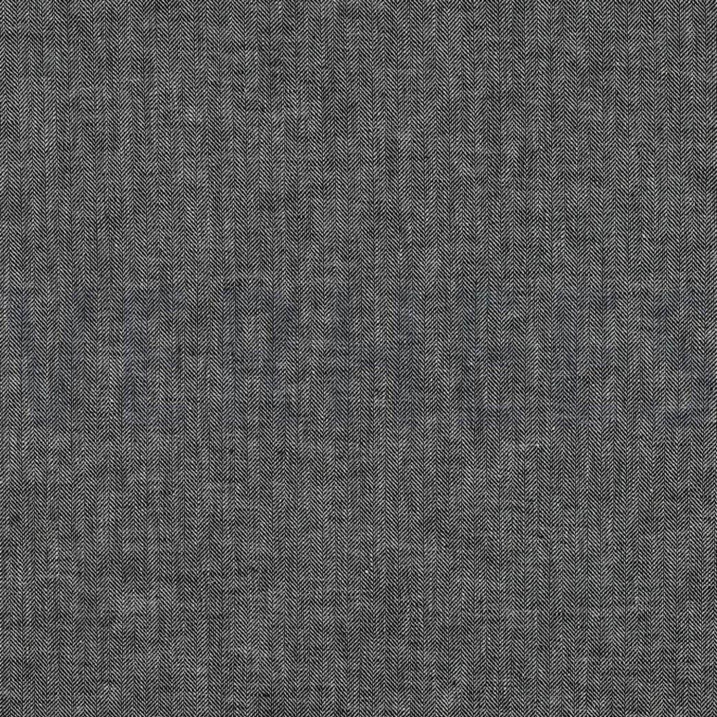 LINEN COTTON HERRINGBONE BLACK