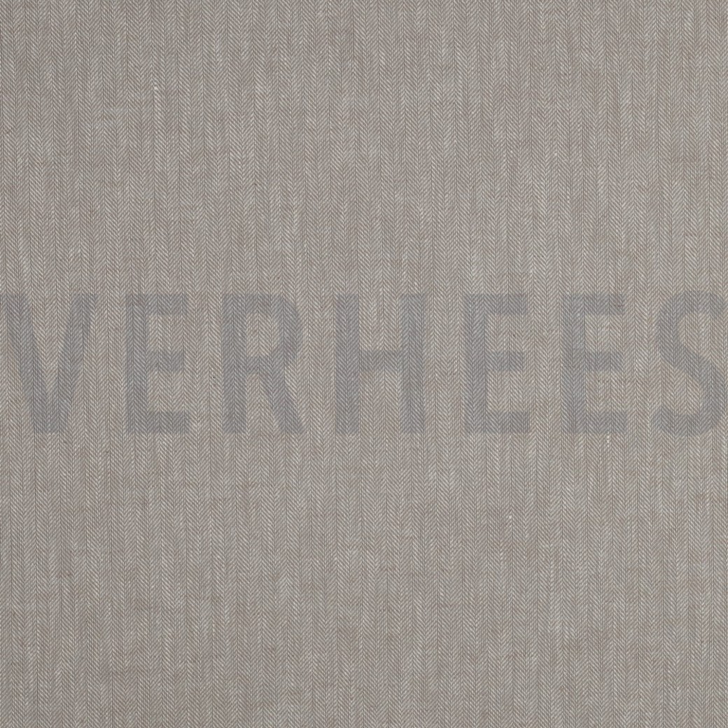 LINEN COTTON HERRINGBONE BEIGE