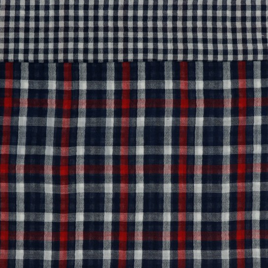 DOUBLE GAUZE DOUBLE SIDED CHECKS NAVY #7