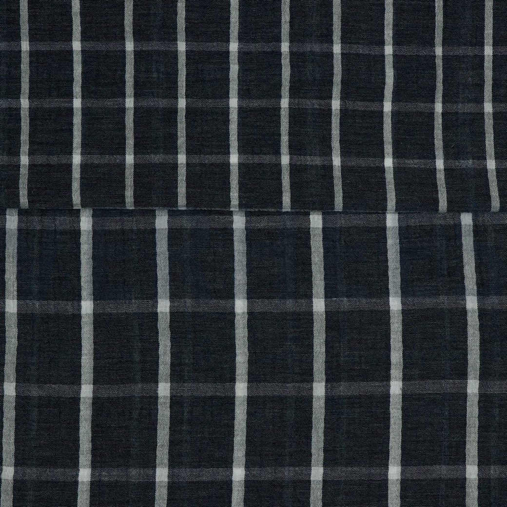 DOUBLE GAUZE MELANGE DOUBLE SIDED CHECK NAVY MELANGE