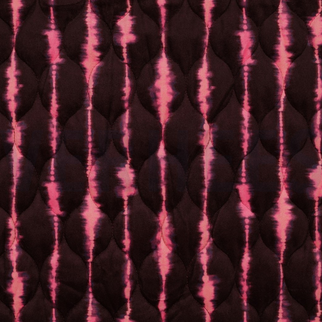 STEPPED VELVET DIGITAL STRIPES CERISE