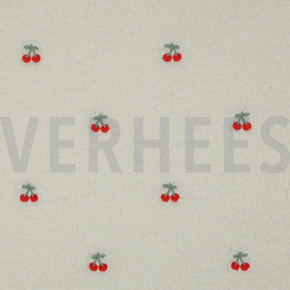 TEDDY EMBROIDERY CHERRIES ECRU