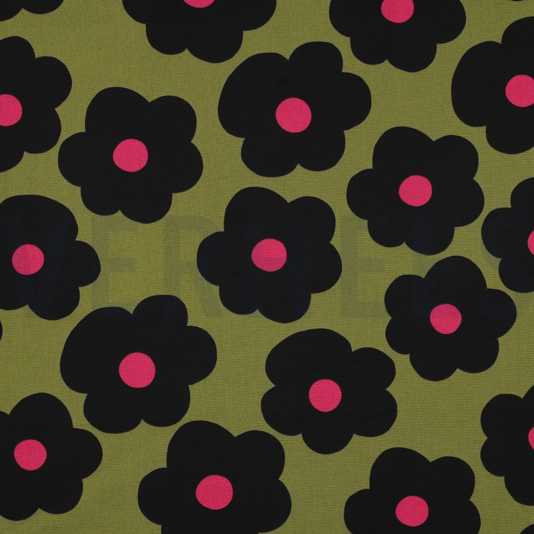 FINE POPLIN BIG FLOWER NERIDA HANSEN MOSS GREEN