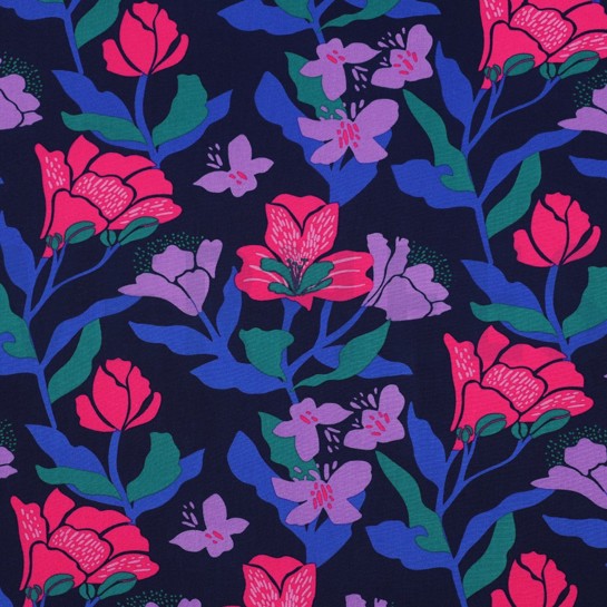 LENZING™ ECOVERO™ AMIRA FLORAL NERIDA HANSEN MARINEBLAUW #7