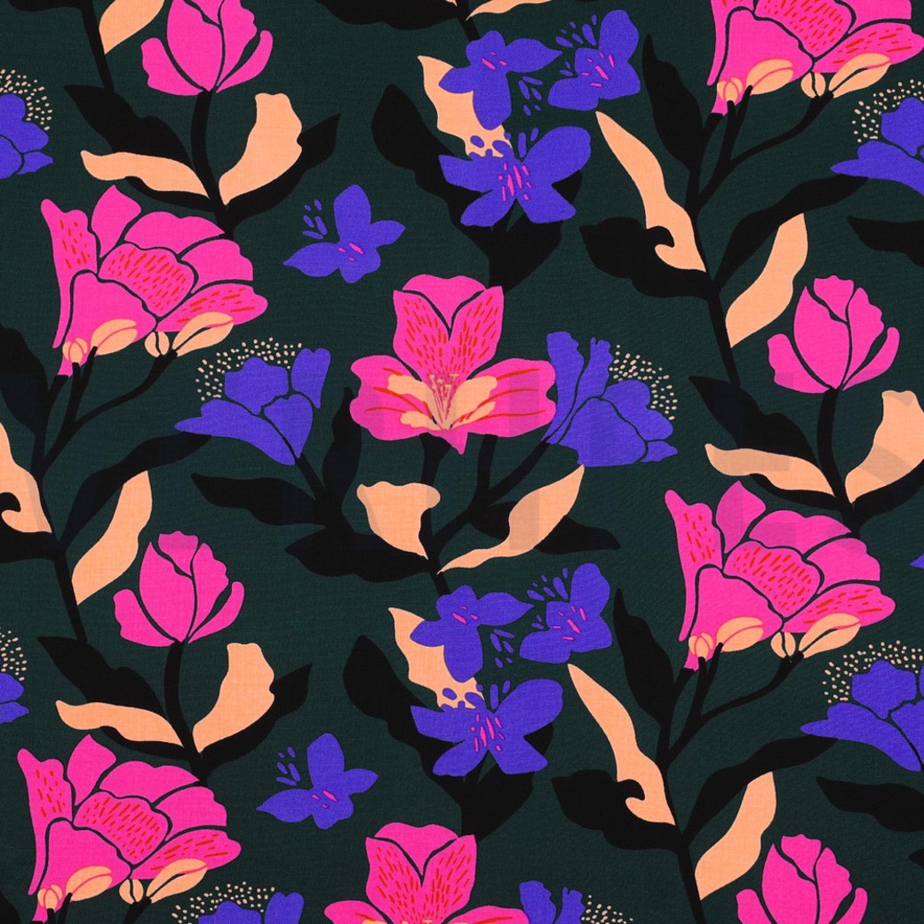 LENZING ECOVERO AMIRA FLORAL NERIDA HANSEN DARK GREEN