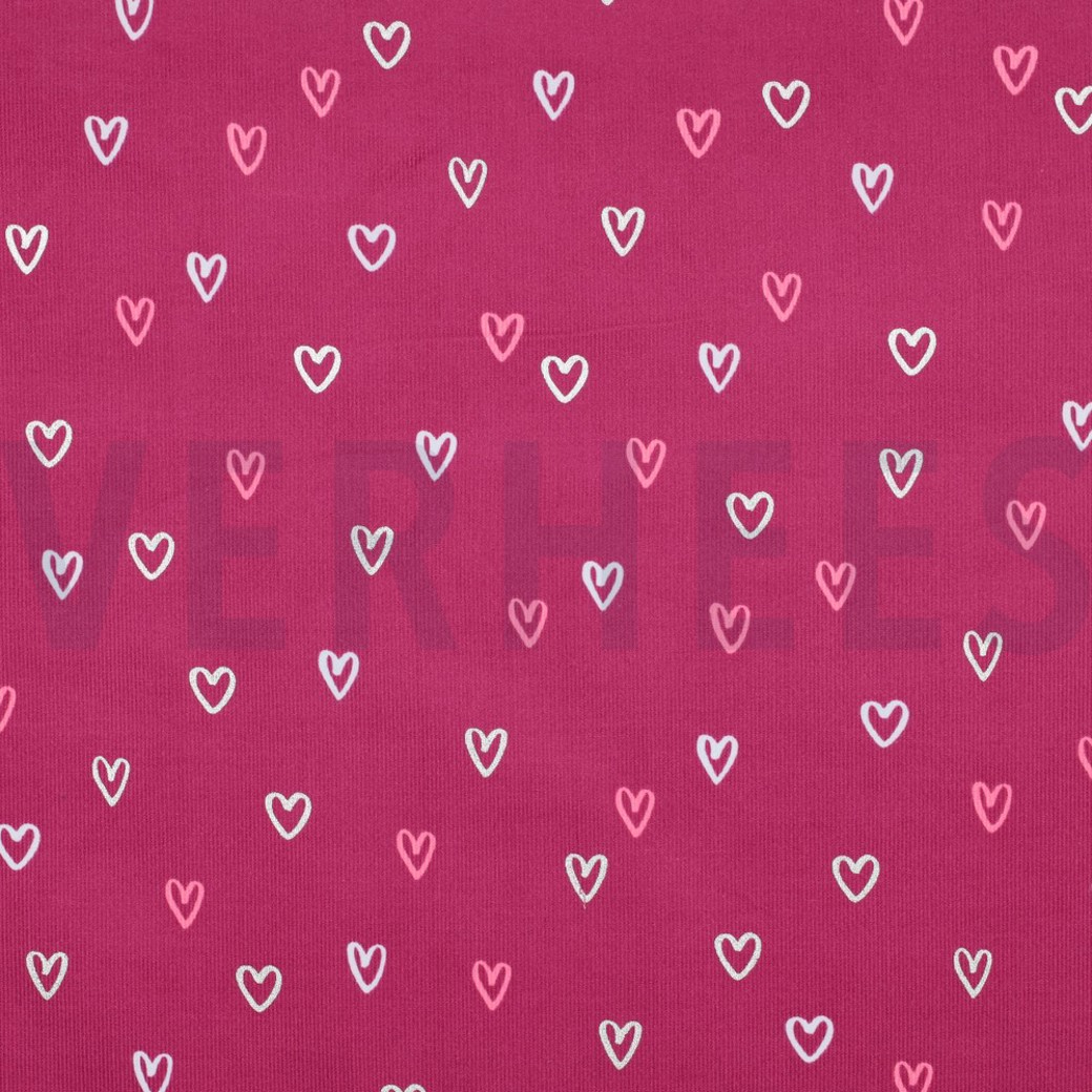 BABYCORD FOIL HEARTS FUCHSIA