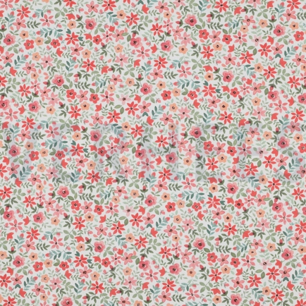 POPELINE DE COTON DIGITAL FLORAISON ROUGE VIF (hover)