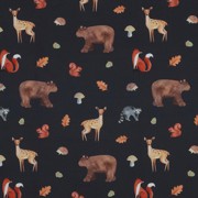 FINE POPLIN DIGITAL FOREST ANIMALS NAVY (thumbnail)