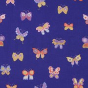 FINE POPLIN FOIL BUTTERFLIES COBALT (thumbnail)