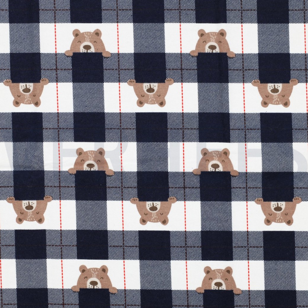 FLANNEL BEAR CHECK NAVY