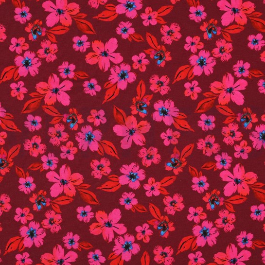 JERSEY DIGITAAL BLOEMEN ROZE / ROOD #7