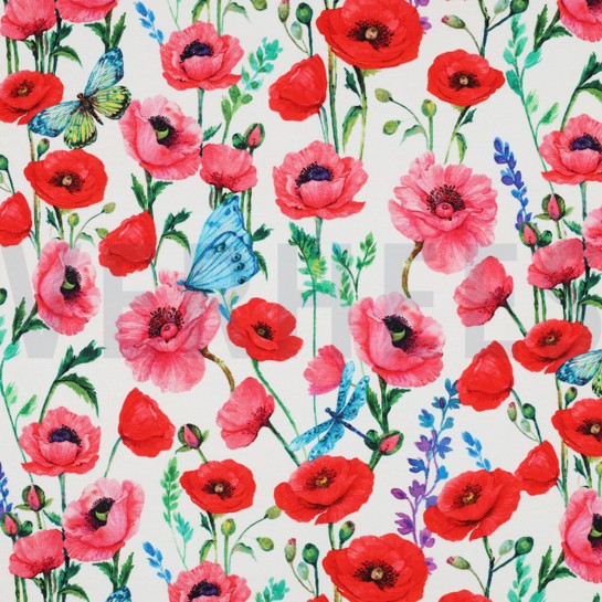 FRENCH TERRY DIGITAL FLEURS BLANC #7