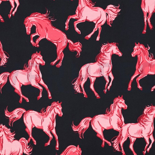 FRENCH TERRY DIGITAL CHEVAUX BLEU MARINE #7