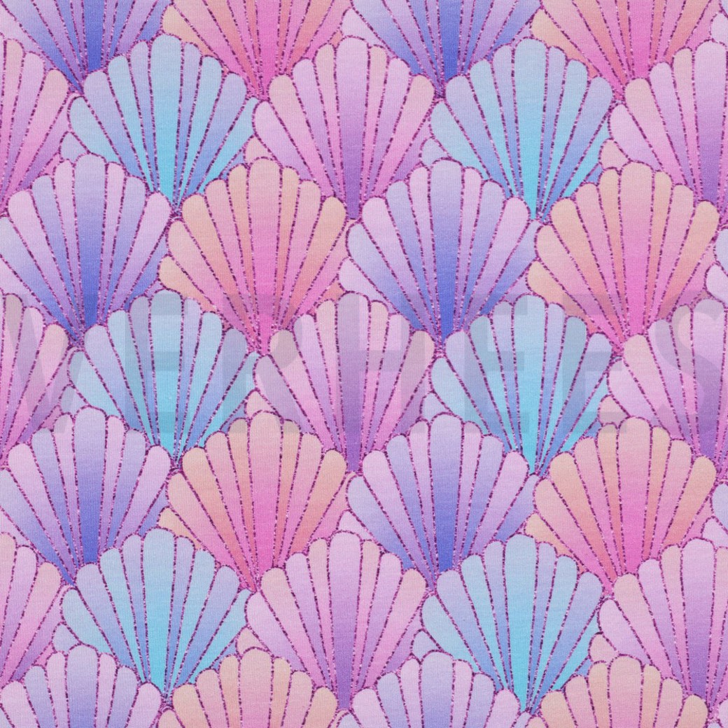 FRENCH TERRY DIGITAL SEASHELLS PURPLE