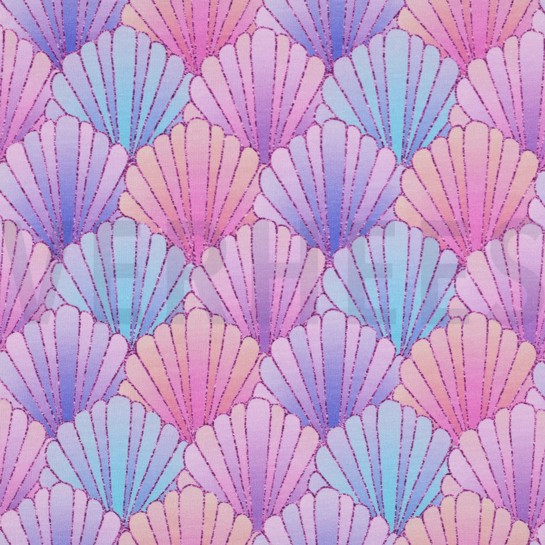 FRENCH TERRY DIGITAL SEASHELLS PURPLE #7