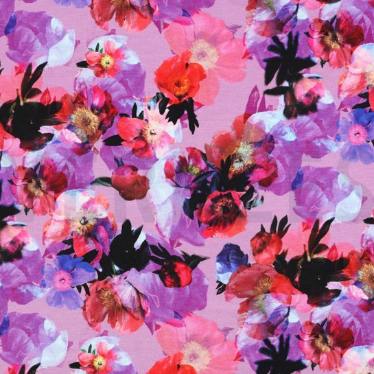 FRENCH TERRY DIGITAAL BLOEMEN LAVENDEL #7