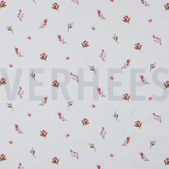 JERSEY DIGITAL KANINCHEN UND BLUMEN WEISS #7