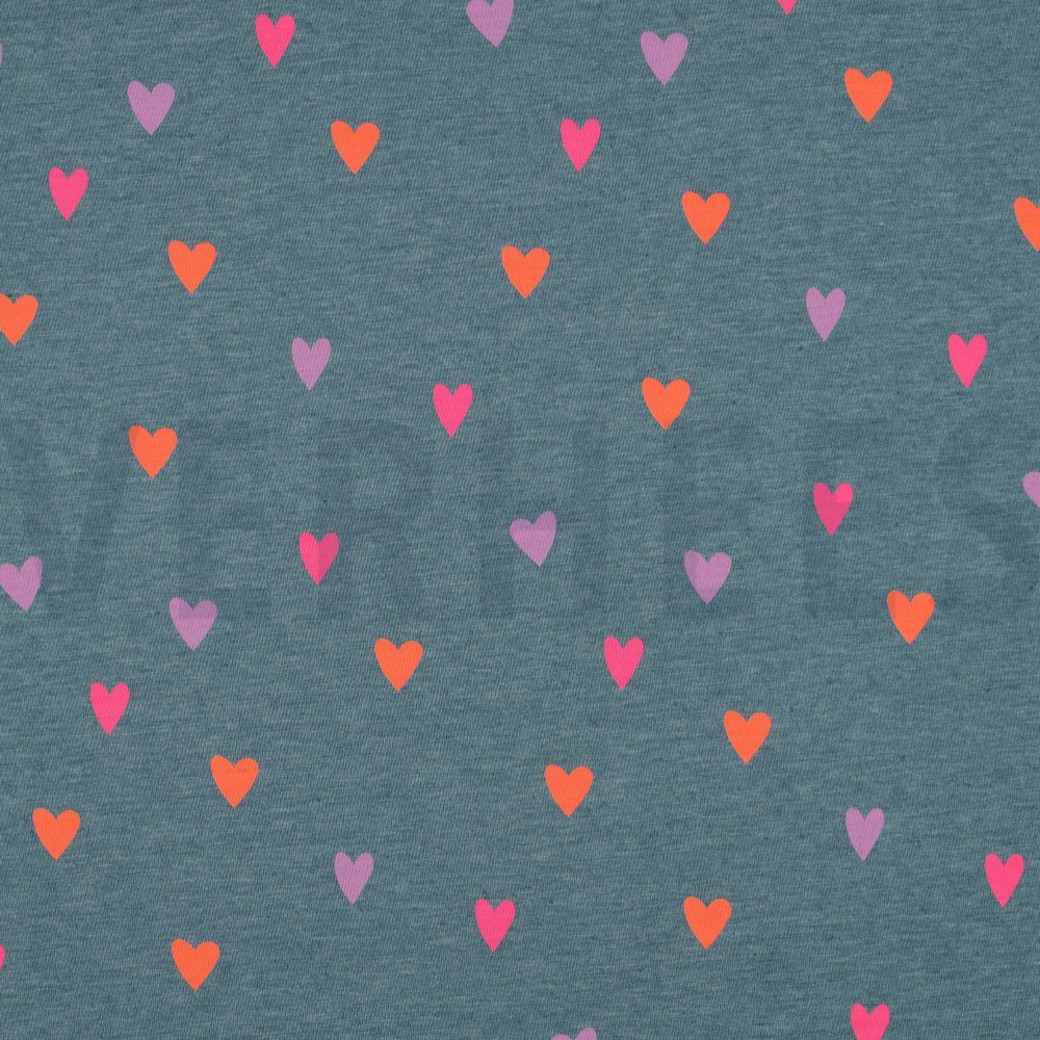 JERSEY MELANGE NEON HEARTS SMOKE BLUE MELANGE