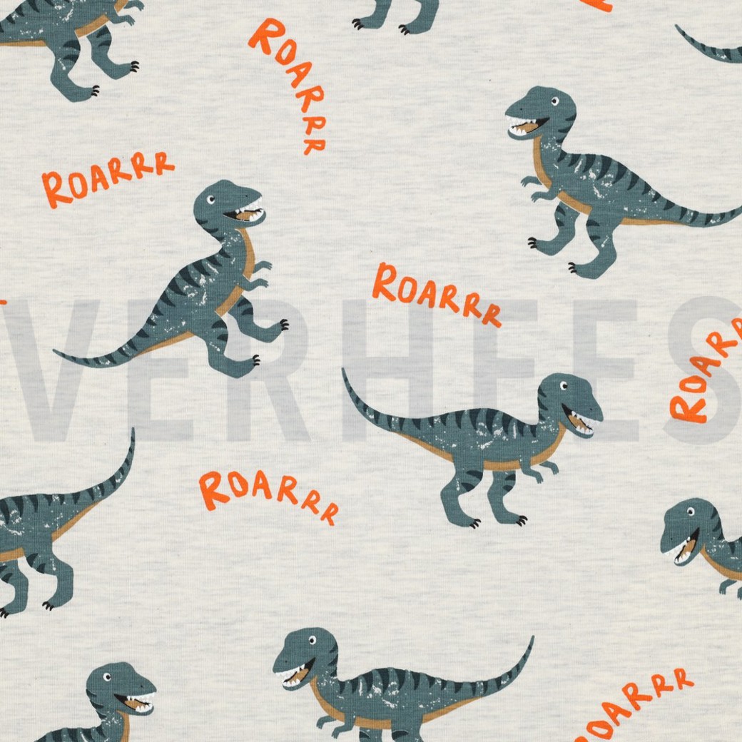 JERSEY MELANGE DINOSAURS ECRU MELANGE