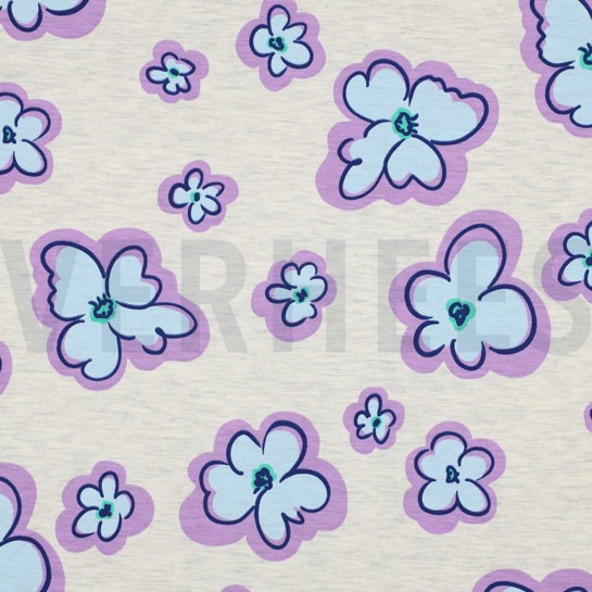 JERSEY MELANGE BLOEMEN ECRU GEMÊLEERD #7