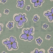 JERSEY MELANGE FLOWERS DARK MINT MELANGE (thumbnail)