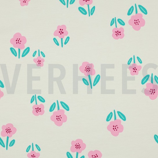 FRENCH TERRY FLEURS BLANC CASSÉ #7