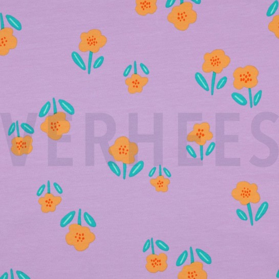 FRENCH TERRY FLOWERS LAVENDER #7