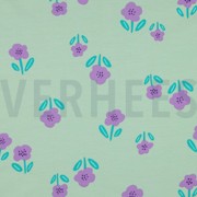 FRENCH TERRY FLOWERS MINT (thumbnail)