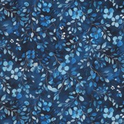 FINE POPLIN DIGITAL LEAVES COBALT (thumbnail)