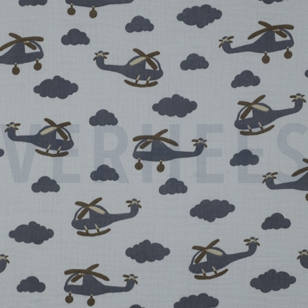 DOUBLE GAUZE HELIKOPTERS LICHTBLAUW (hover)